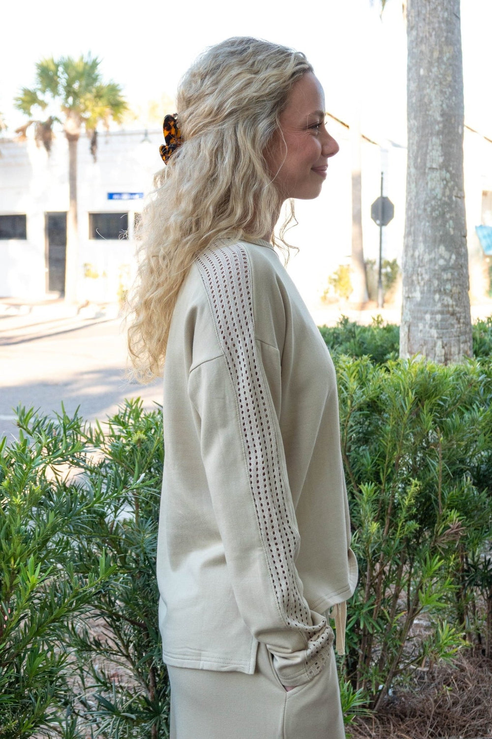 Jada Pointelle Sweatshirt - Light Fawn - Jaffi's