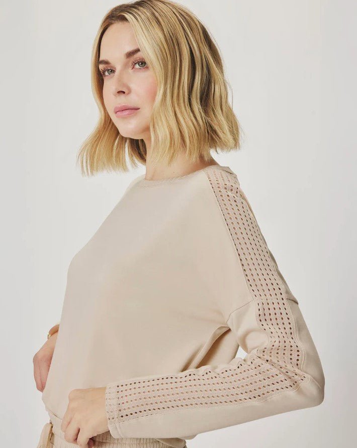 Jada Pointelle Sweatshirt - Light Fawn - Jaffi's