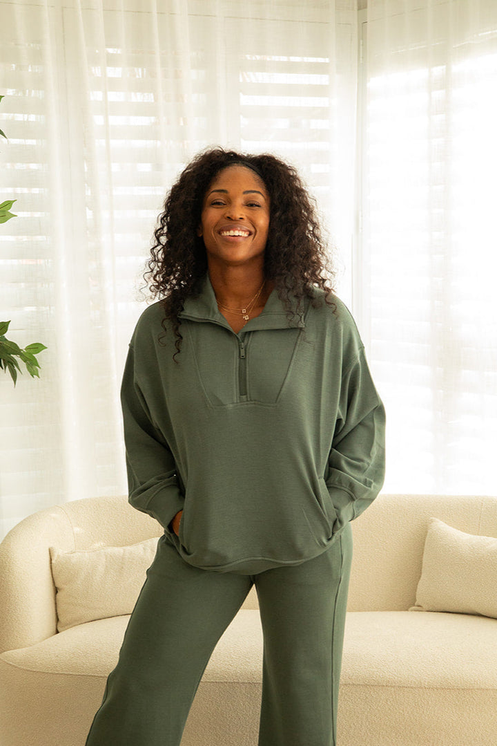 Scuba Quarter Zip Pullover - Sage Leaf