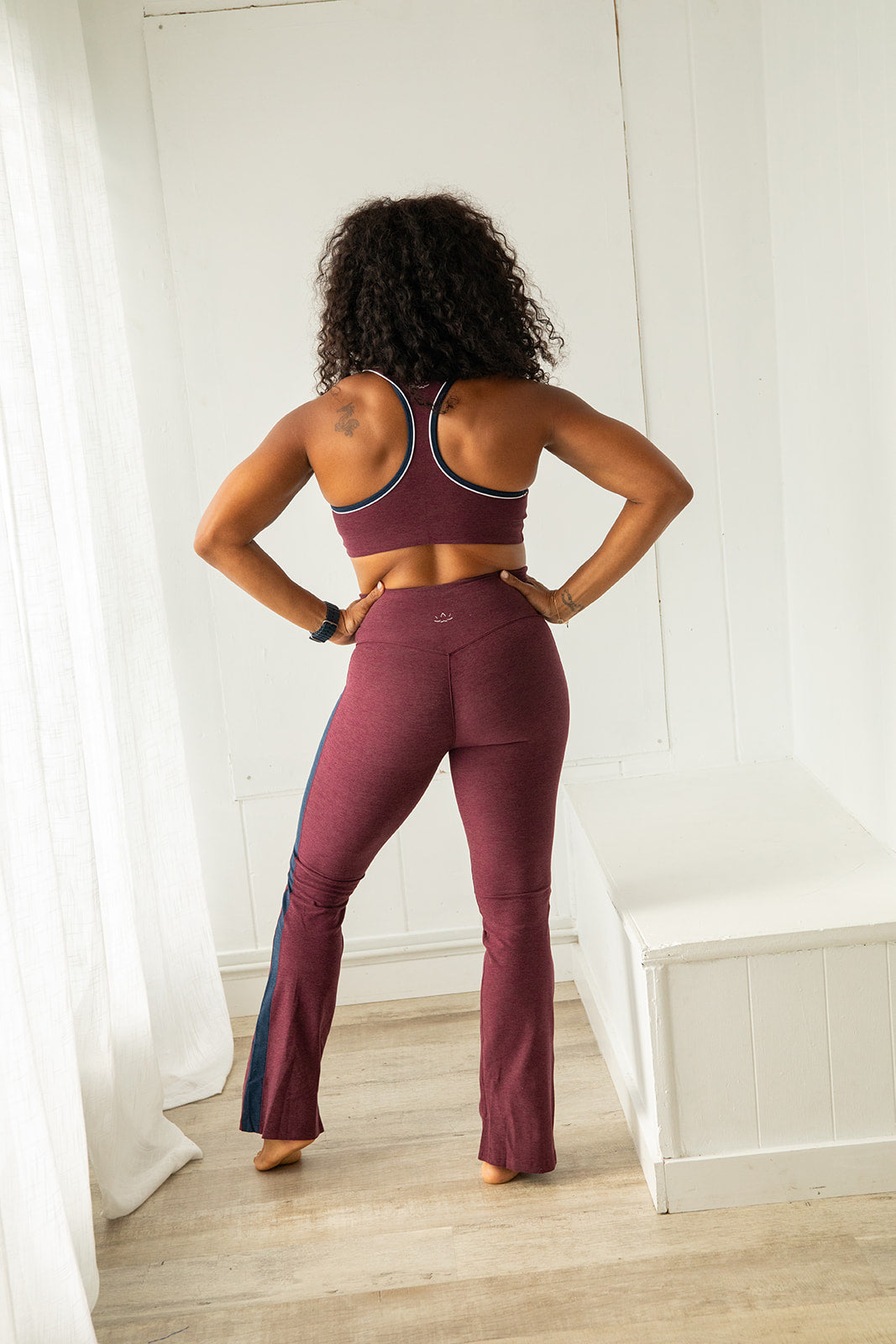 Spacedye Gemini Color Black Side Slit Pant - Midnight Burgundy Heather