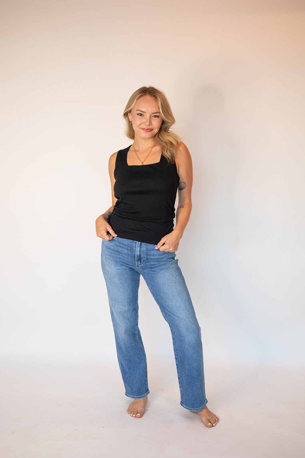Maribel Square Neck Tank - Black