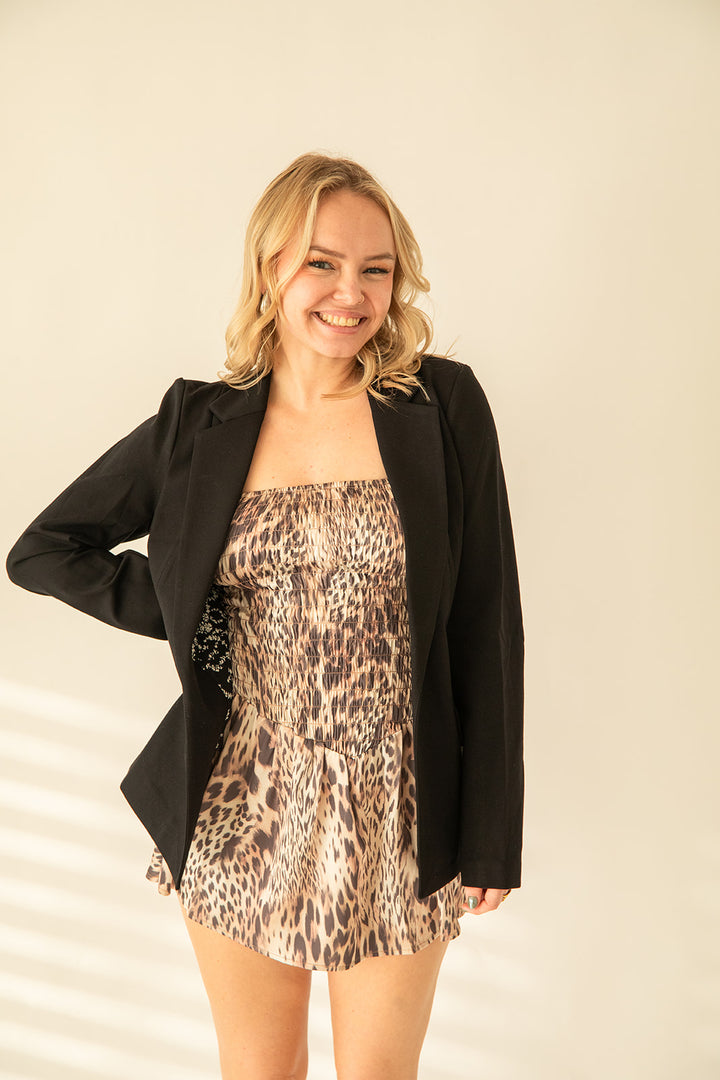 Smocked Tank Mini Dress - Leopard