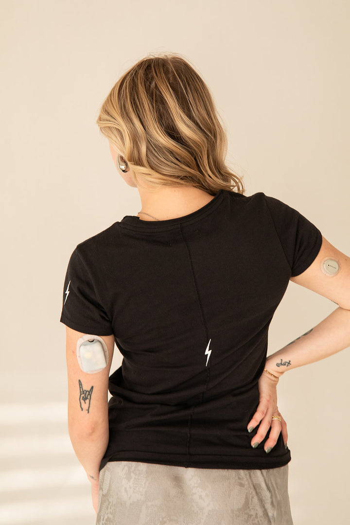 Embroidered Bolt Tee - Black