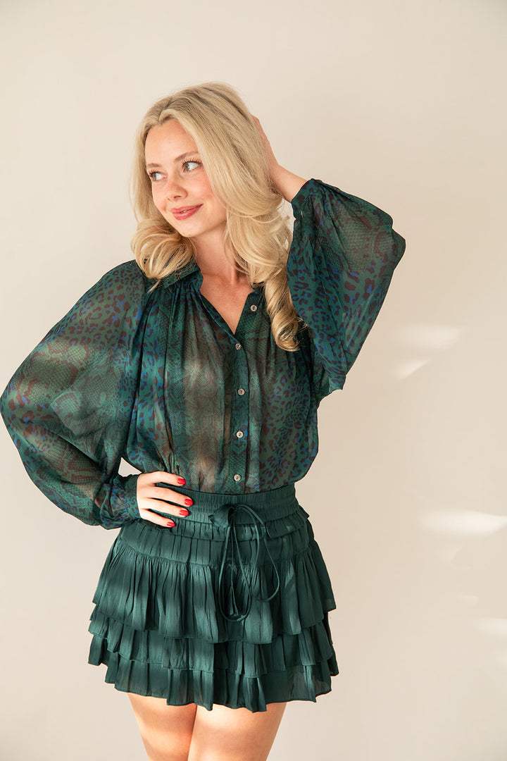 Sheer Buttondown Blouse - Peacock