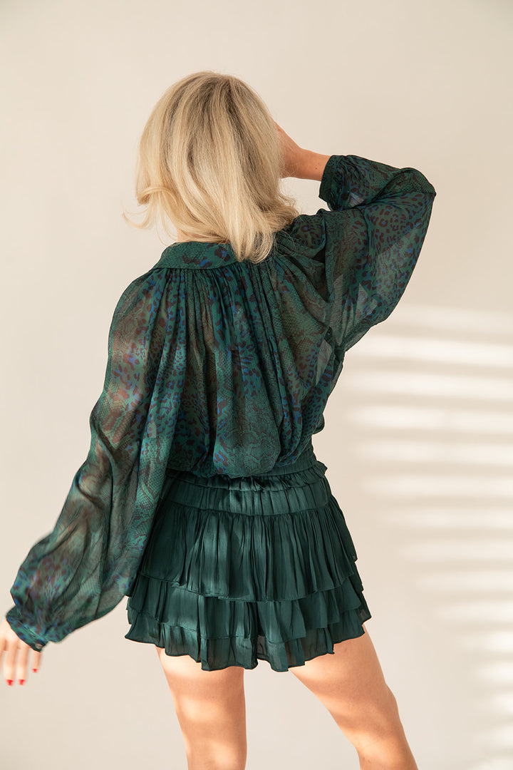 Sheer Buttondown Blouse - Peacock
