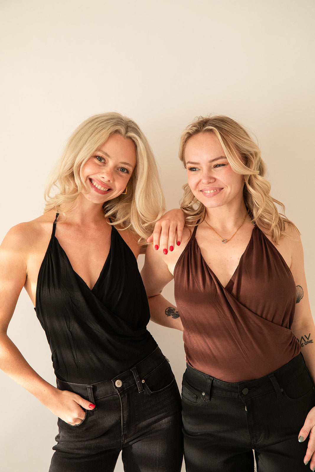 Surplice Halter Tank - Black