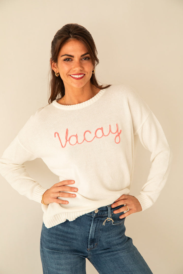 Vacay Sweater - White Coral