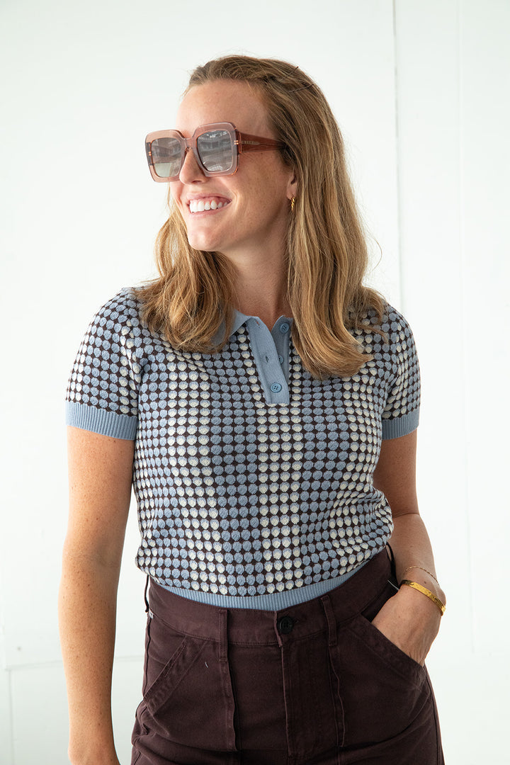 Vivian Knit Top - BLue Multi