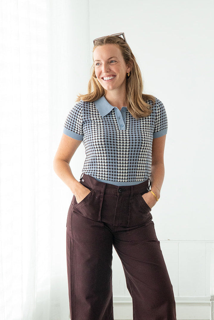 Vivian Knit Top - BLue Multi