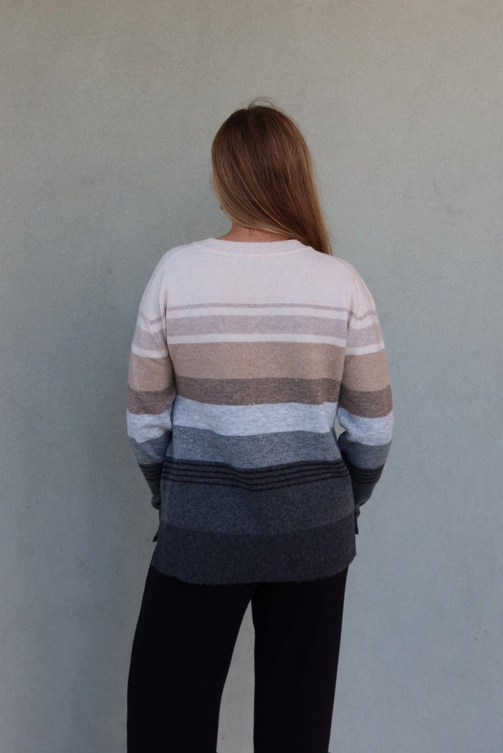 Jane Relaxed V Neck Sweater - Natural Multi - Jaffi&