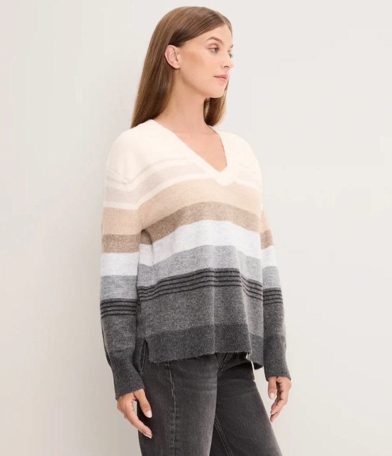 Jane Relaxed V Neck Sweater - Natural Multi