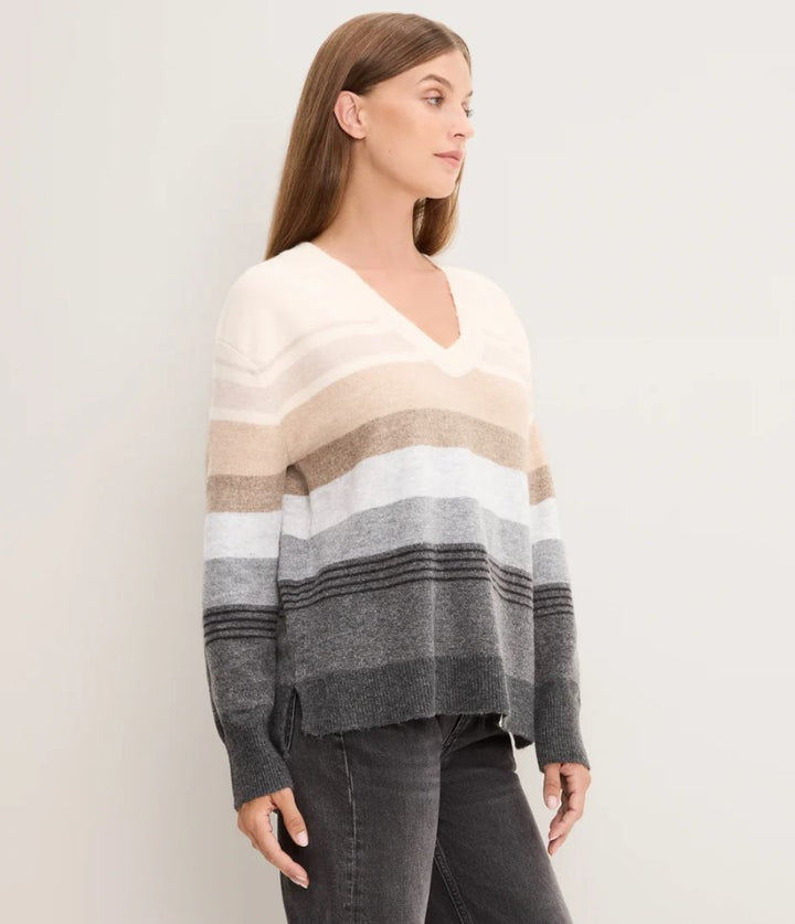 Jane Relaxed V Neck Sweater - Natural Multi