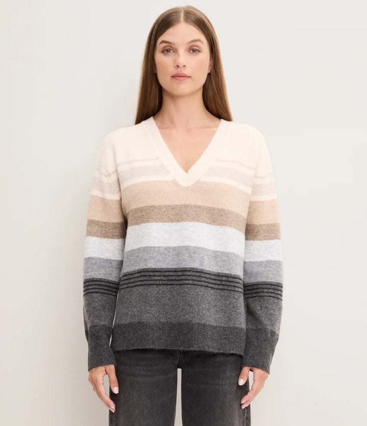 Jane Relaxed V Neck Sweater - Natural Multi