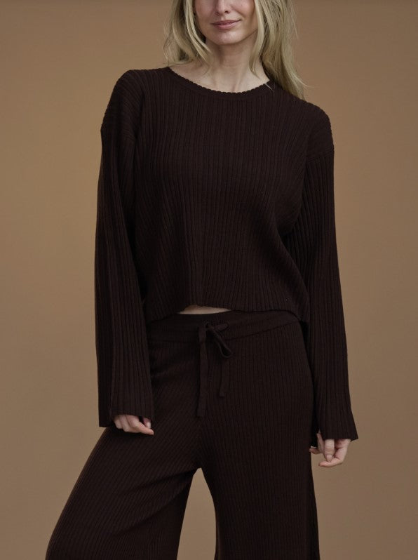 Gerogie Rib Crew Neck Pullover - Java