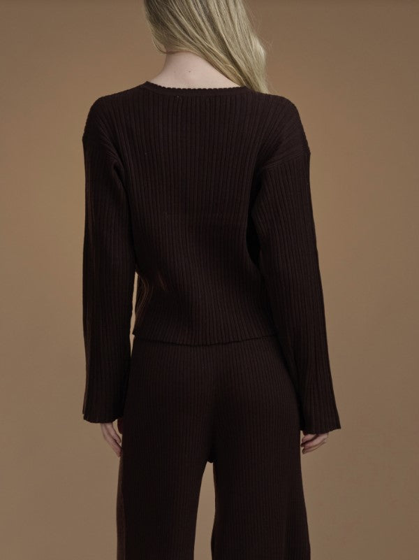 Gerogie Rib Crew Neck Pullover - Java