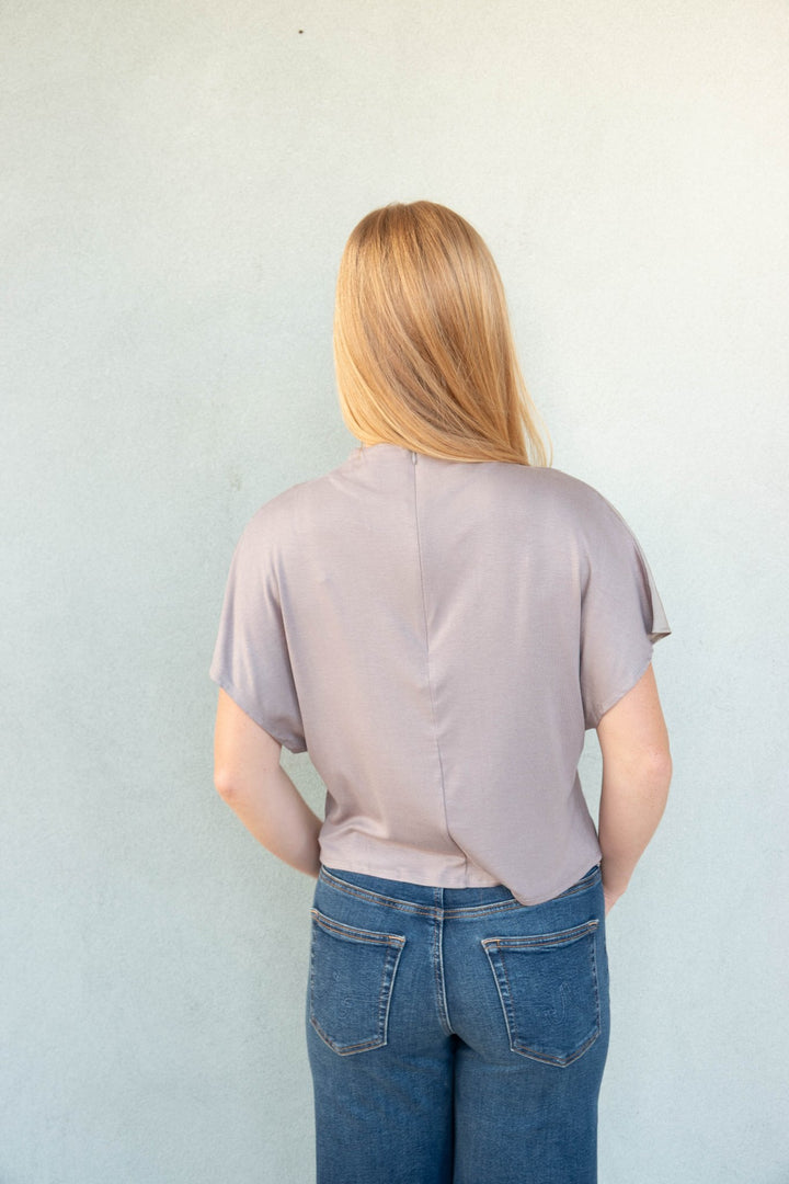Jeannie Mock Neck Blouse - Sandstone - Jaffi&