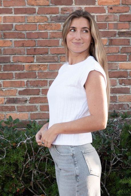 Jinny Power Shoulder Top - White - Jaffi's