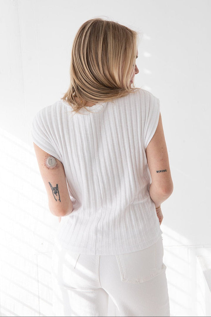 Jinny Power Shoulder Top - White - Jaffi's