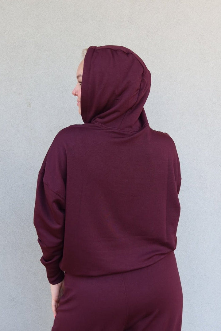 Joey Long Sleeve Hoodie - Dark Cherry - Jaffi&