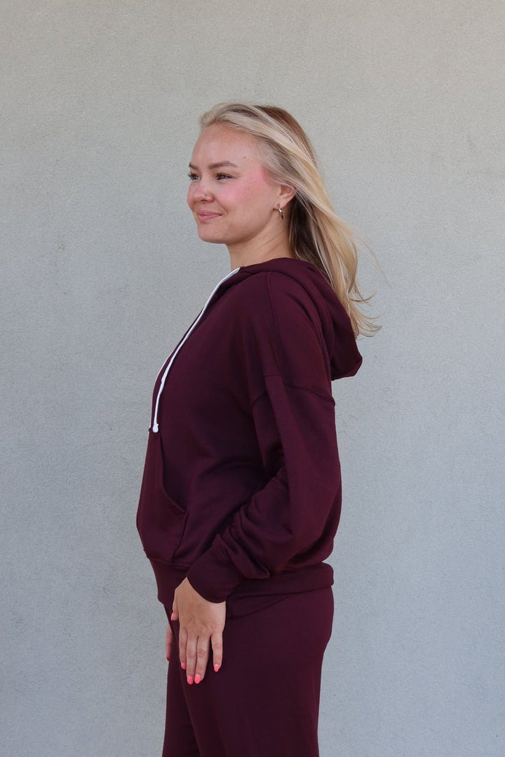 Joey Long Sleeve Hoodie - Dark Cherry - Jaffi&