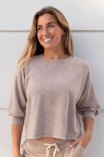 Julia Elbow Puff Sleeve Pullover - Macadamia - Jaffi's