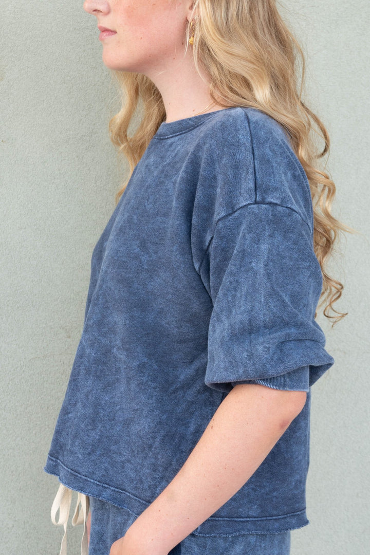 Julia Elbow Puff Sleeve Pullover - Nocturnal - Jaffi's
