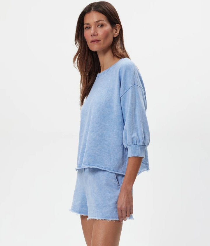Julia Elbow Puff Sleeve Pullover - Sky - Jaffi's