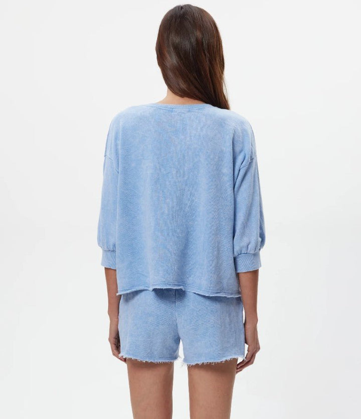Julia Elbow Puff Sleeve Pullover - Sky - Jaffi's