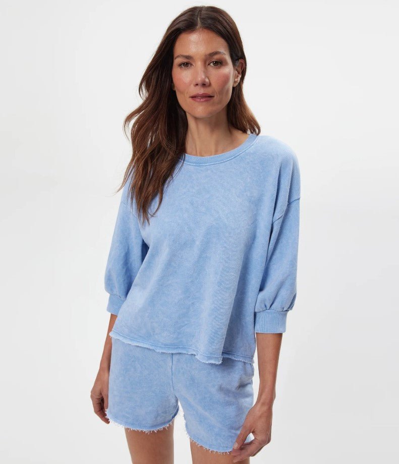 Julia Elbow Puff Sleeve Pullover - Sky - Jaffi's