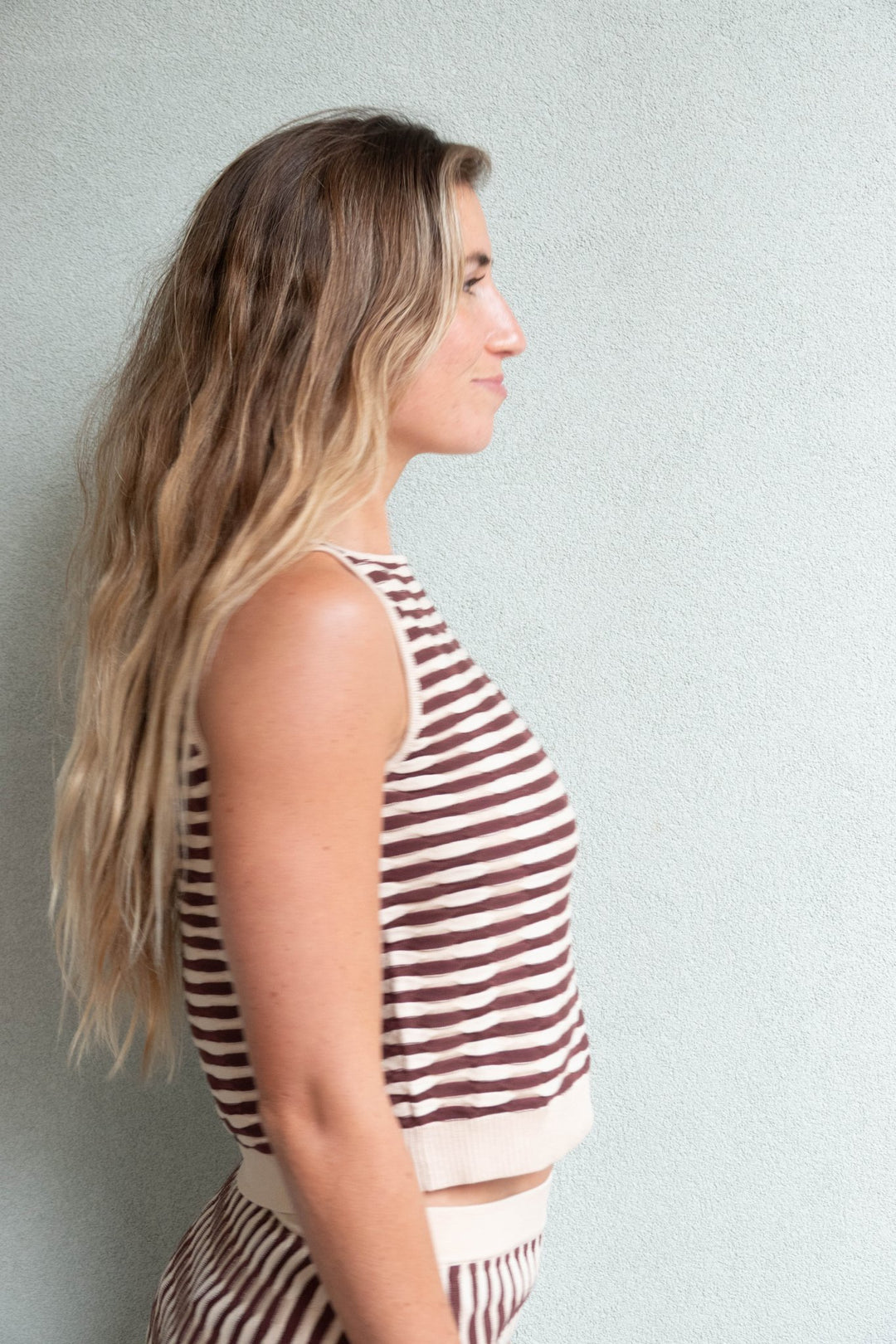Julie Boatneck Knit Top - Brown/Cream - Jaffi's