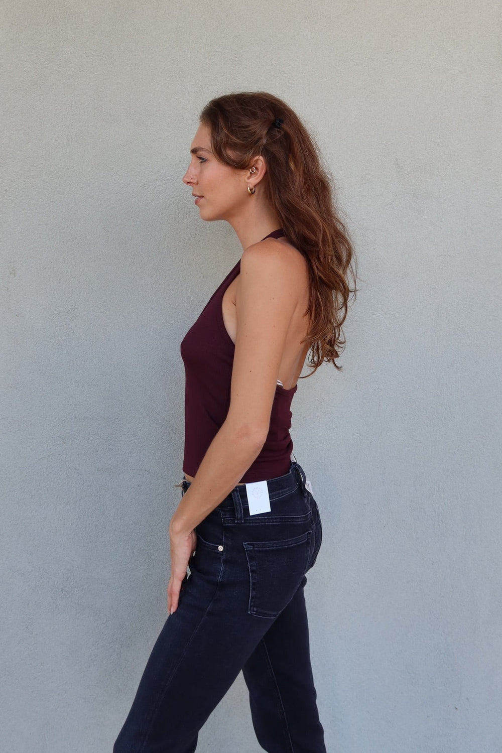 June Rib Halter Top - Dark Cherry - Jaffi's