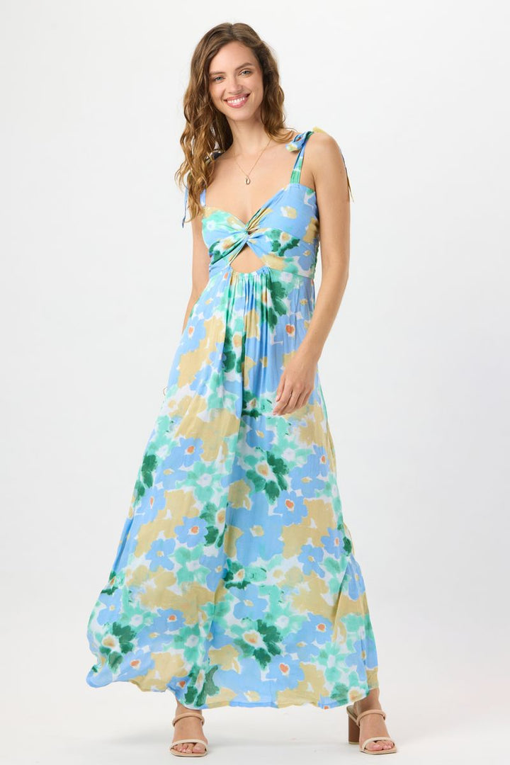 Watercolor Dreams Teal June Maxi Dress