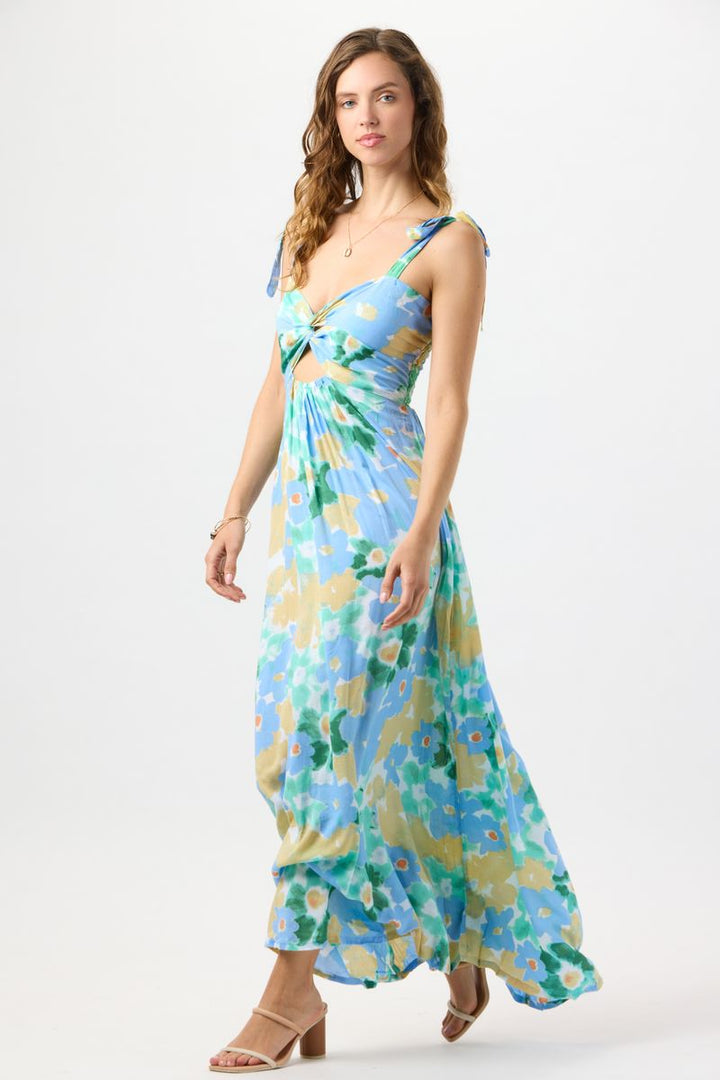 Watercolor Dreams Teal June Maxi Dress