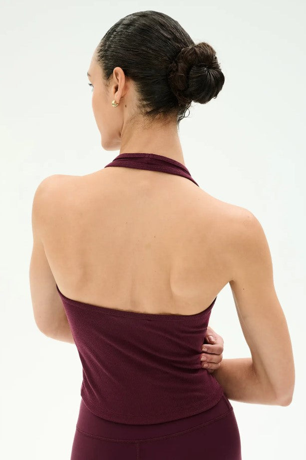 June Rib Halter Top - Dark Cherry