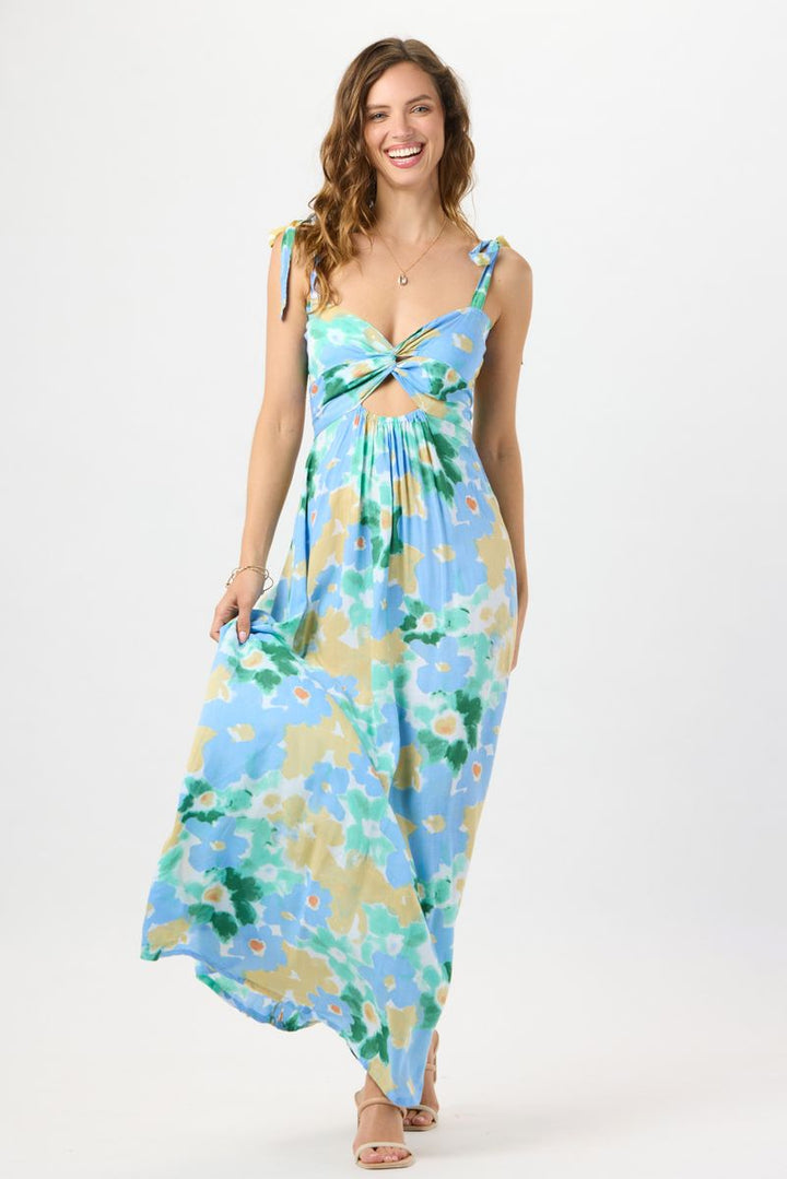 Watercolor Dreams Teal June Maxi Dress