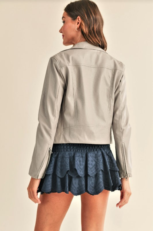 Juno Leather Jacket - Silver