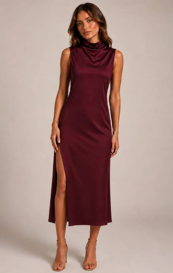 Kaia Midi Dress - Wine