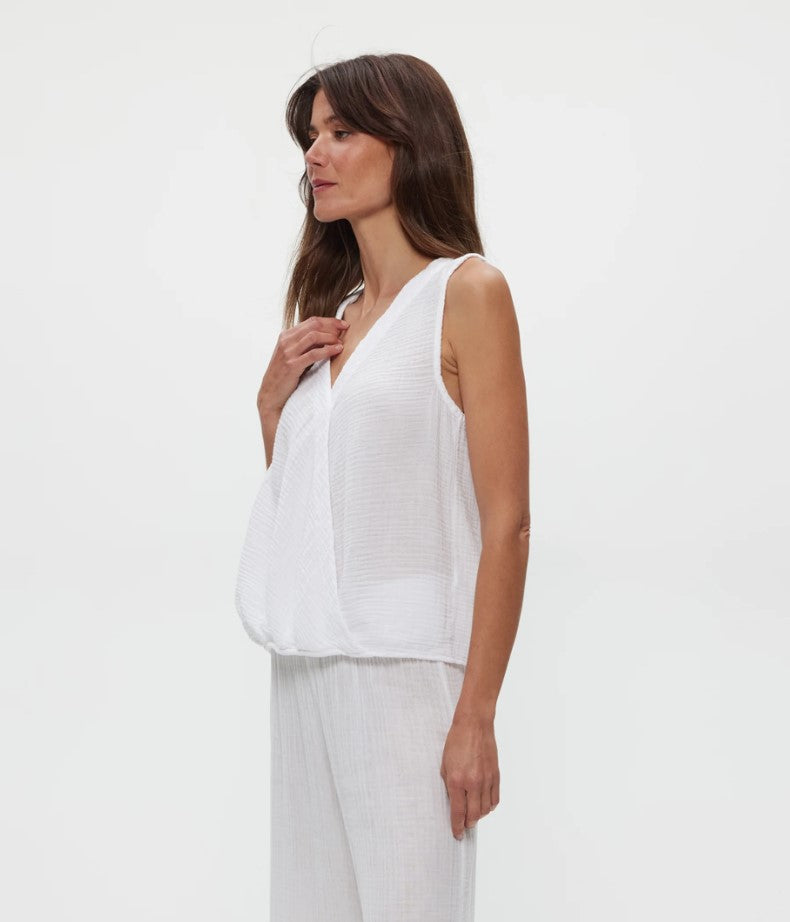 White Kate Gauze Surplice Tank