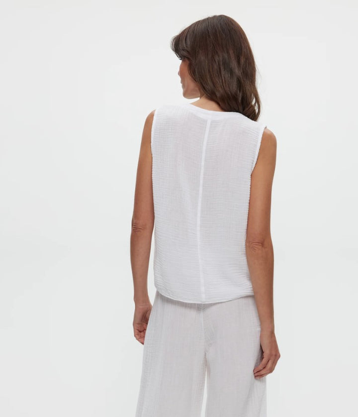 White Kate Gauze Surplice Tank