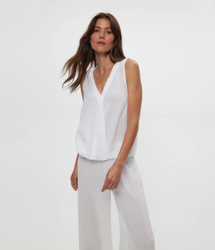 White Kate Gauze Surplice Tank