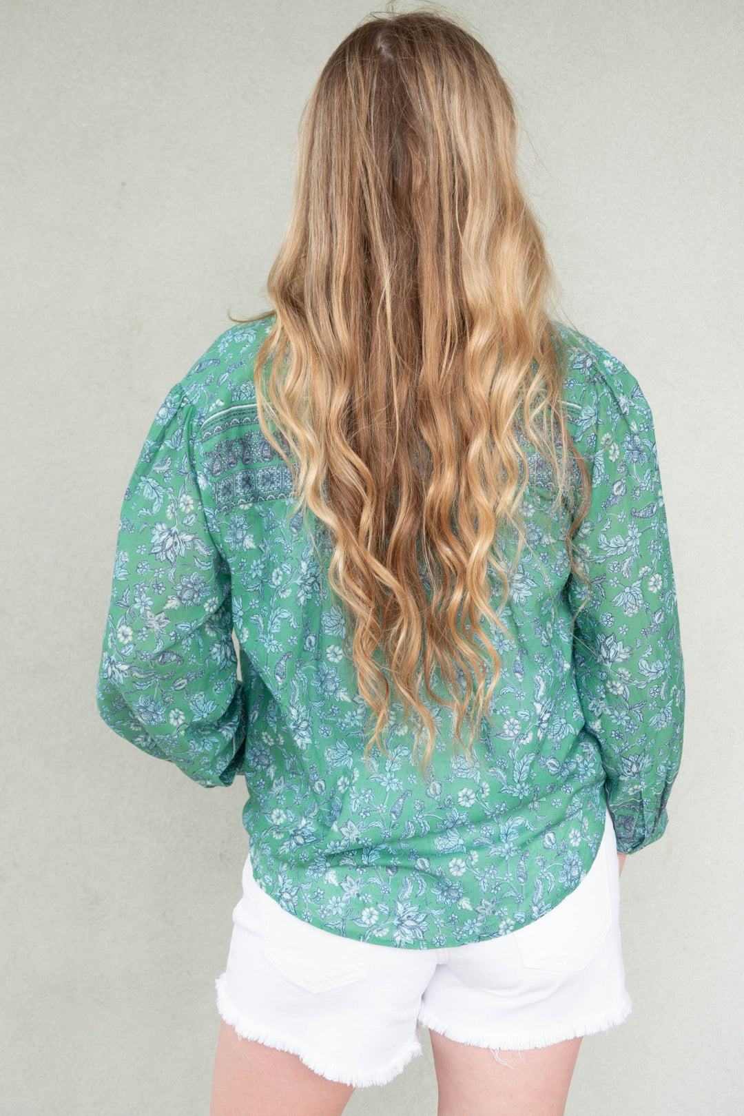 Katrina 3/4 Sleeve Popover Top - Aruba Boarder Print - Jaffi's