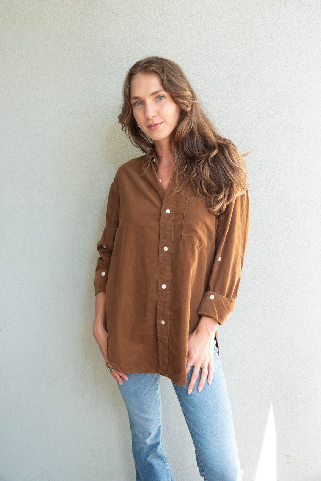 Kayla Baby Cord Button Down - Manuka - Jaffi's