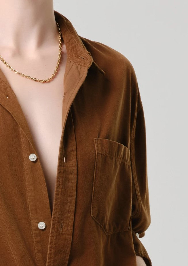 Kayla Baby Cord Button Down - Manuka