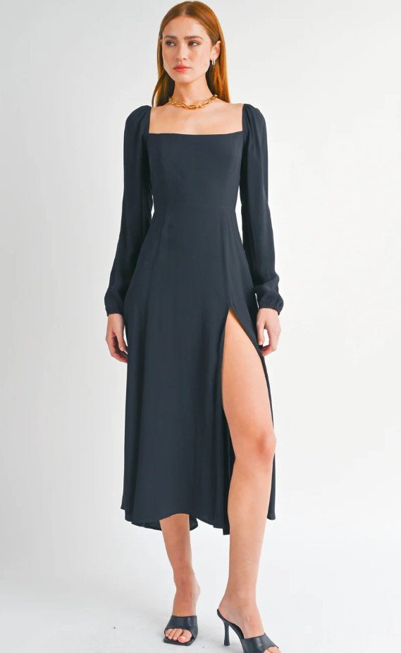 Kendall Midi Dress - Black - Jaffi's