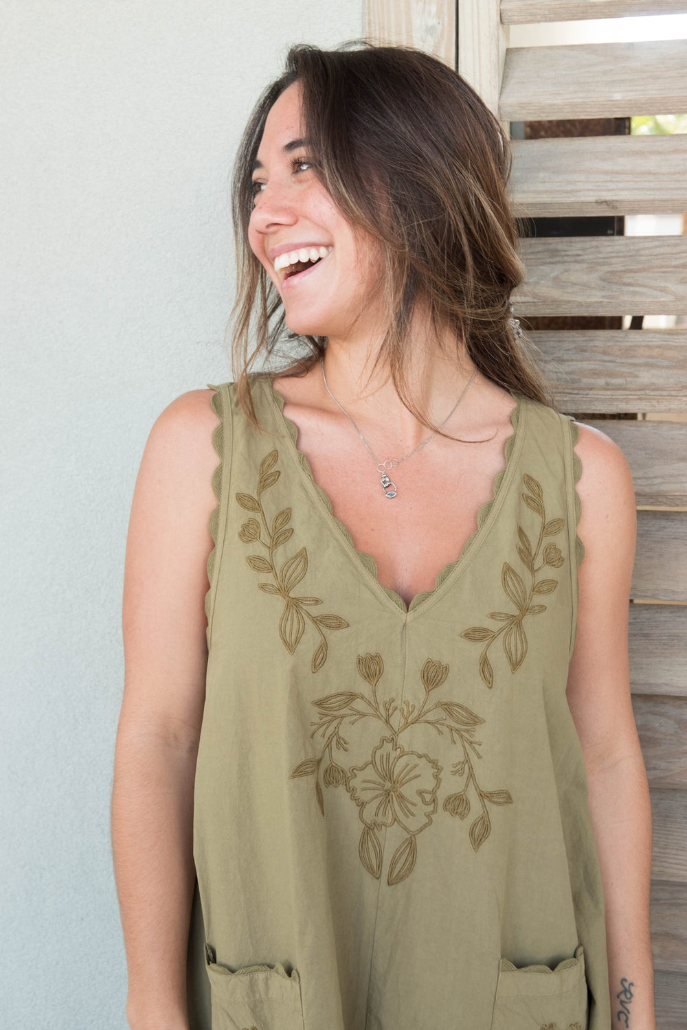 Kiona Swing Dress - Dark Olive - Jaffi's