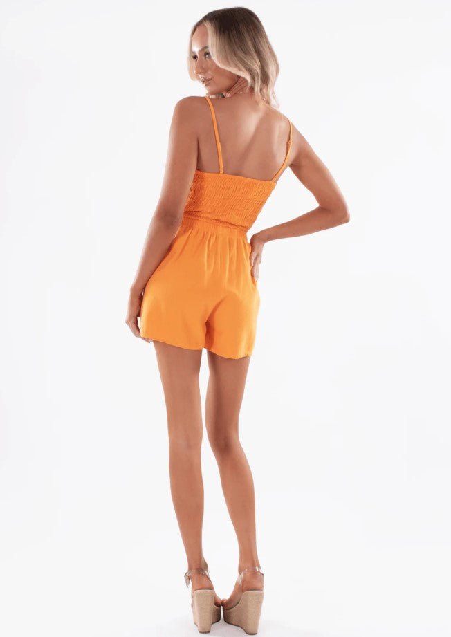 Kira Tie Front Romper - Orange - Jaffi's