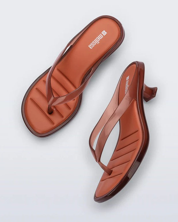 Melissa Flip Flop Kitten Heel - Brown/Orange