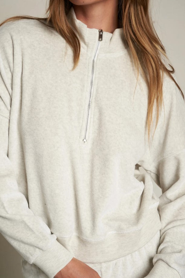 Kiva Velour 1/4 Zip - Oatmeal