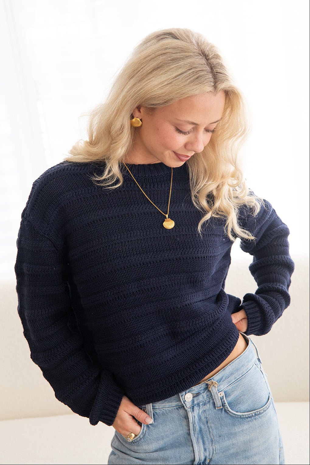 Kristin Pullover Sweater - Cadet - Jaffi's