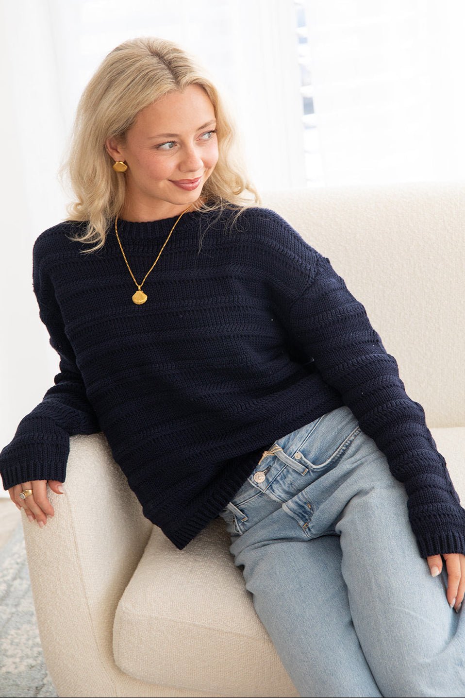 Kristin Pullover Sweater - Cadet - Jaffi's